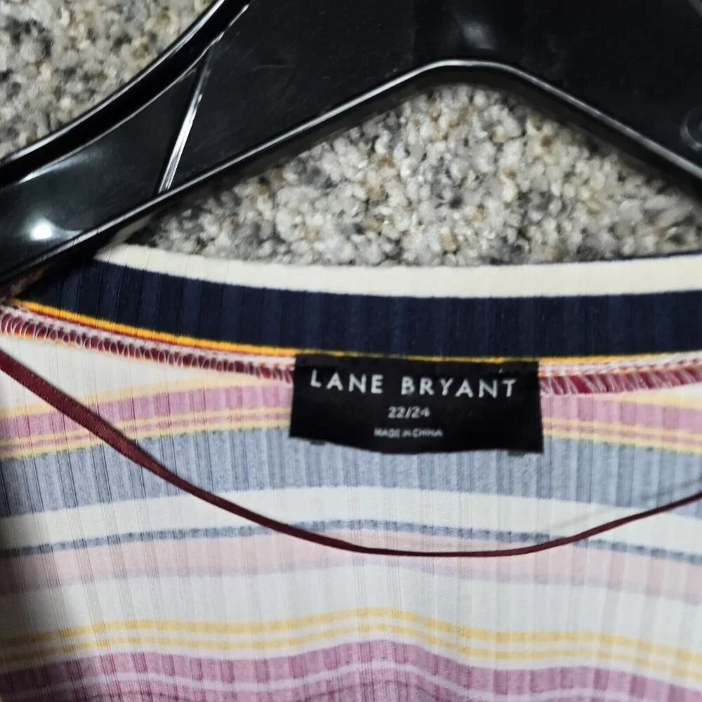 Lane Bryant Cardigan Womens Plus 22/24‎ Purple Striped Button Up Lightweight